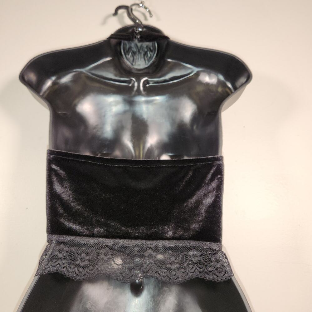 UNBRANDED Choker Bustier Corset Top Womens M Black Lace Velvet Goth Whimsigoth - Picture 8 of 10